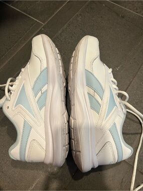 Reebok White Sneakers with Light Blue Accents